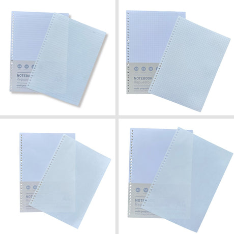 Languo - Pack 50 Hojas para Libretas Anilladas Tipo Binder A4 con Sistema Refill