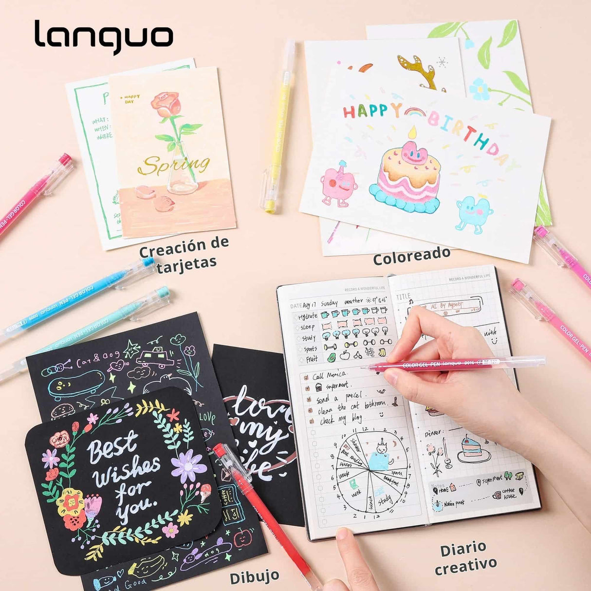 Languo - Set 45 Lápices Gel Color Painting