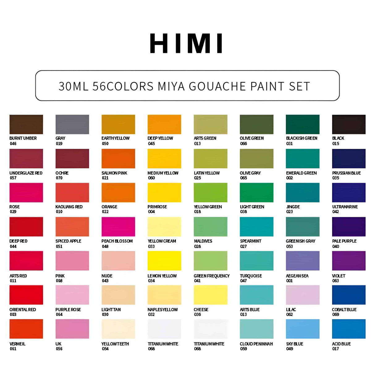 Miya - Set 56 Gouache Potes 30 g Estuche Blanco