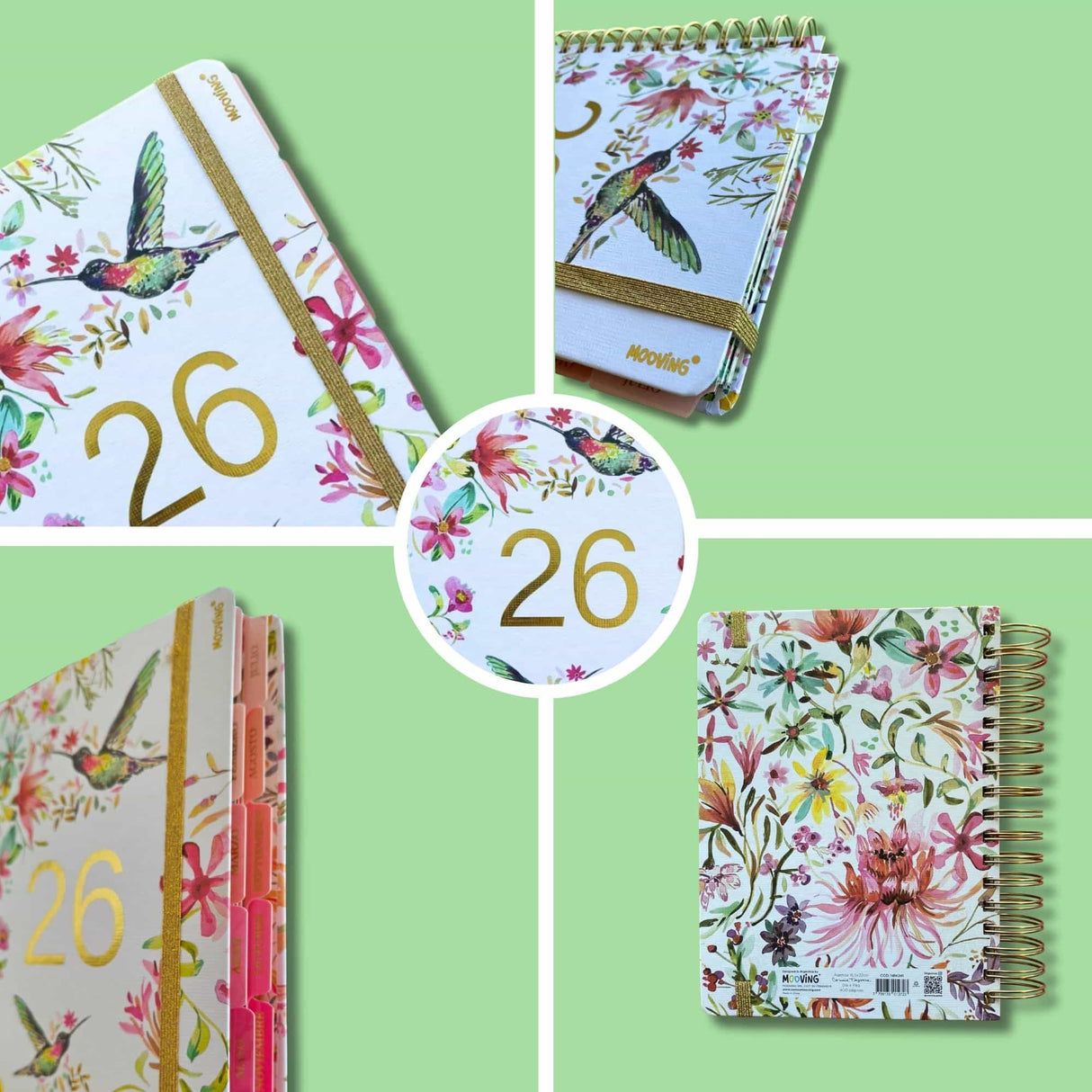 Mooving - Agenda 2026 Día por Página 16 x 22 cm Floral