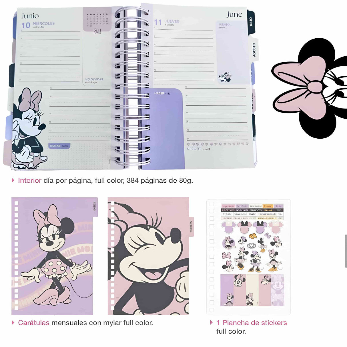 Mooving - Agenda 2026 Diaria Minnie Mouse