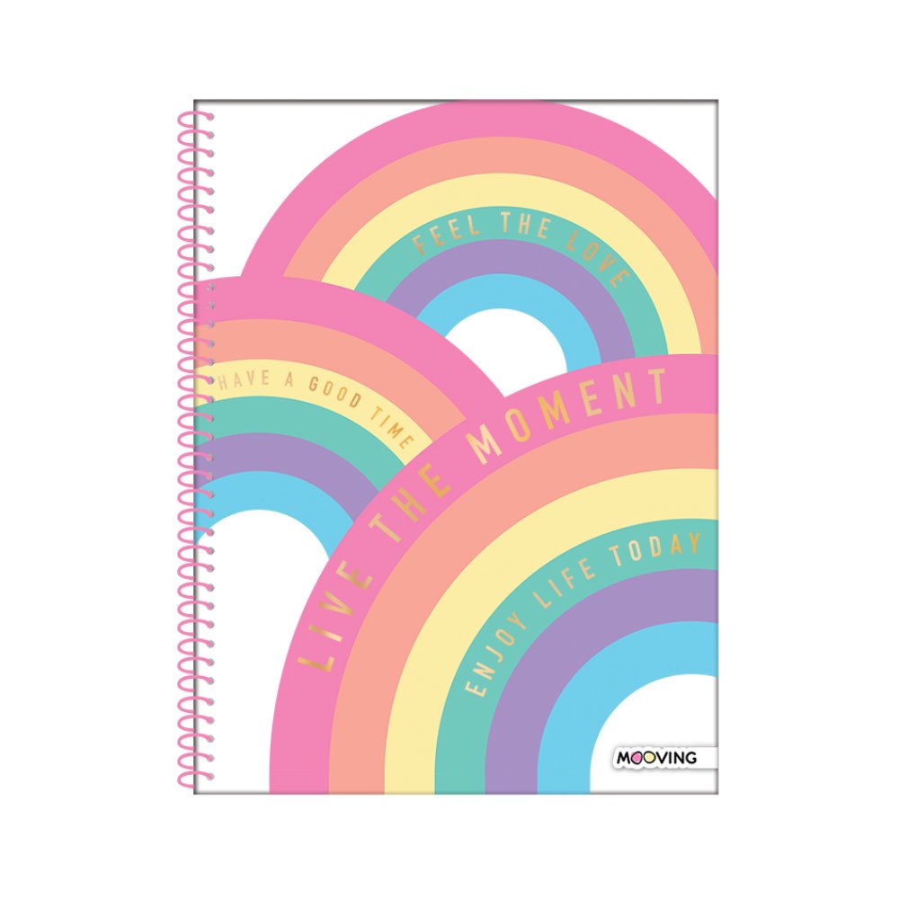 Mooving - Cuaderno Triple Papel Premium Carta Golden Rainbow Diseño Aleatorio