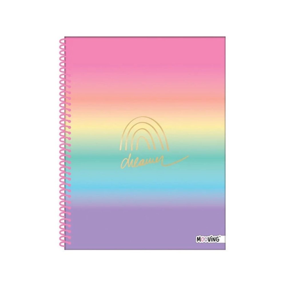 Mooving - Cuaderno Triple Papel Premium Carta Golden Rainbow Diseño Aleatorio