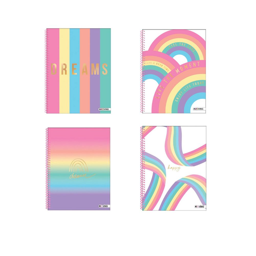 Mooving - Cuaderno Triple Papel Premium Carta Golden Rainbow Diseño Aleatorio