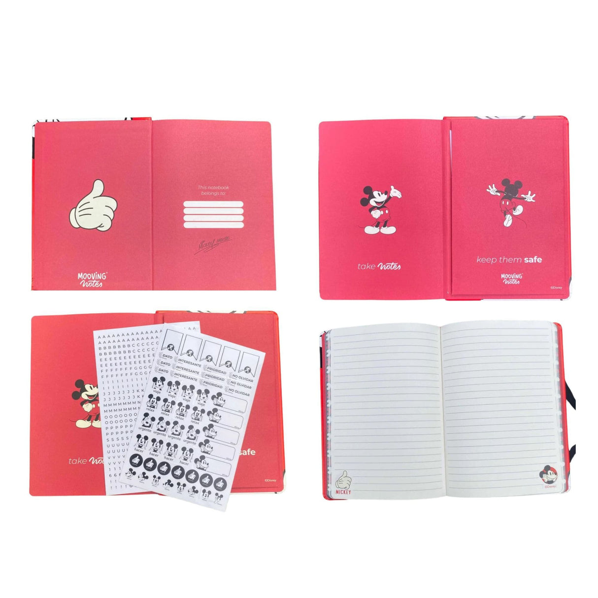 Mooving - Libreta Notes A5 Líneas Tapa Dura Mickey Mouse