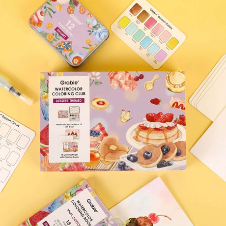 Grabie Coloring Club - Kit Acuarelas Dessert Libreta y Libro