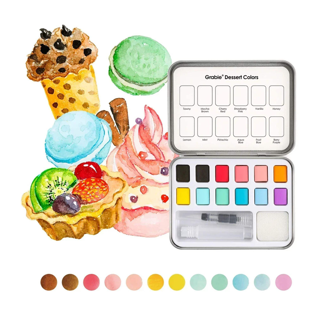 Grabie Coloring Club - Kit Acuarelas Dessert Libreta y Libro