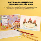 Grabie Coloring Club - Kit Acuarelas Dessert Libreta y Libro