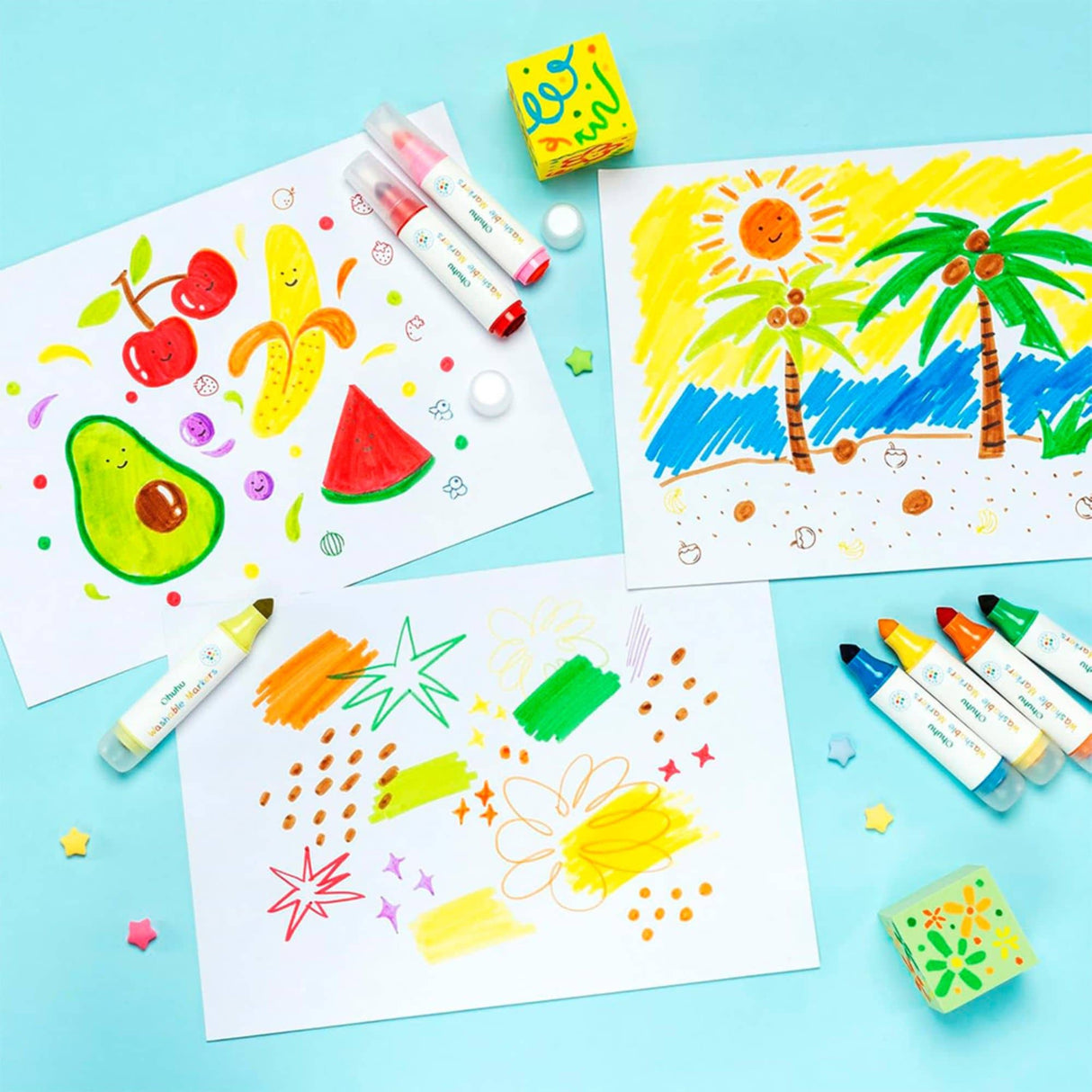 Ohuhu Kainani - Set 12 Marcadores Lavables con Stamper