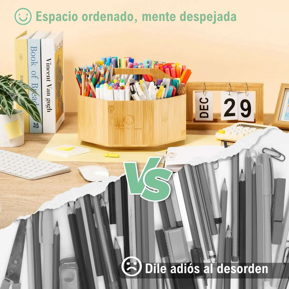 Ohuhu - Organizador de Bambú Giratorio para 162 Marcadores