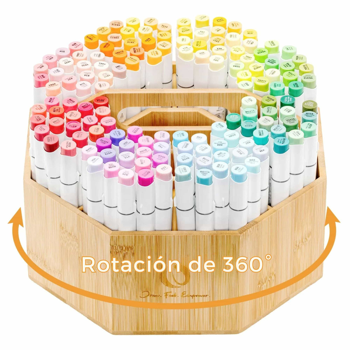 Ohuhu - Organizador de Bambú Giratorio para 162 Marcadores