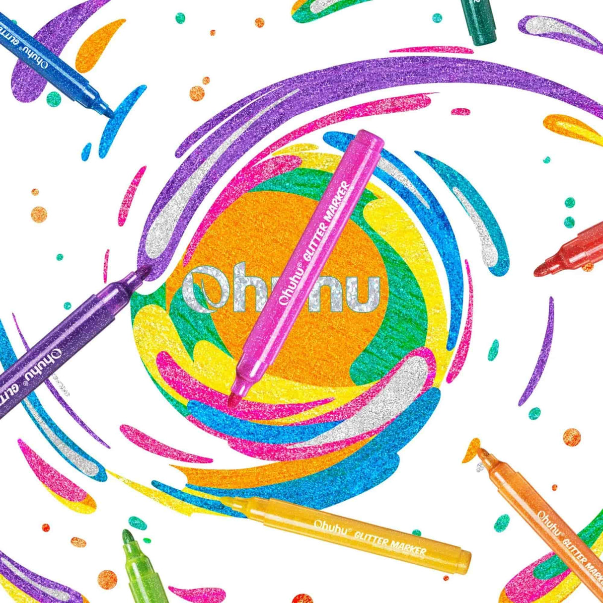 Ohuhu - Set 12 Marcadores Glitter Marker Punta Ancha