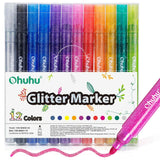 Ohuhu - Set 12 Marcadores Glitter Marker Punta Ancha