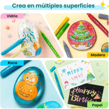 Ohuhu - Set 24 Marcadores Acrílicos Glitter 3 mm