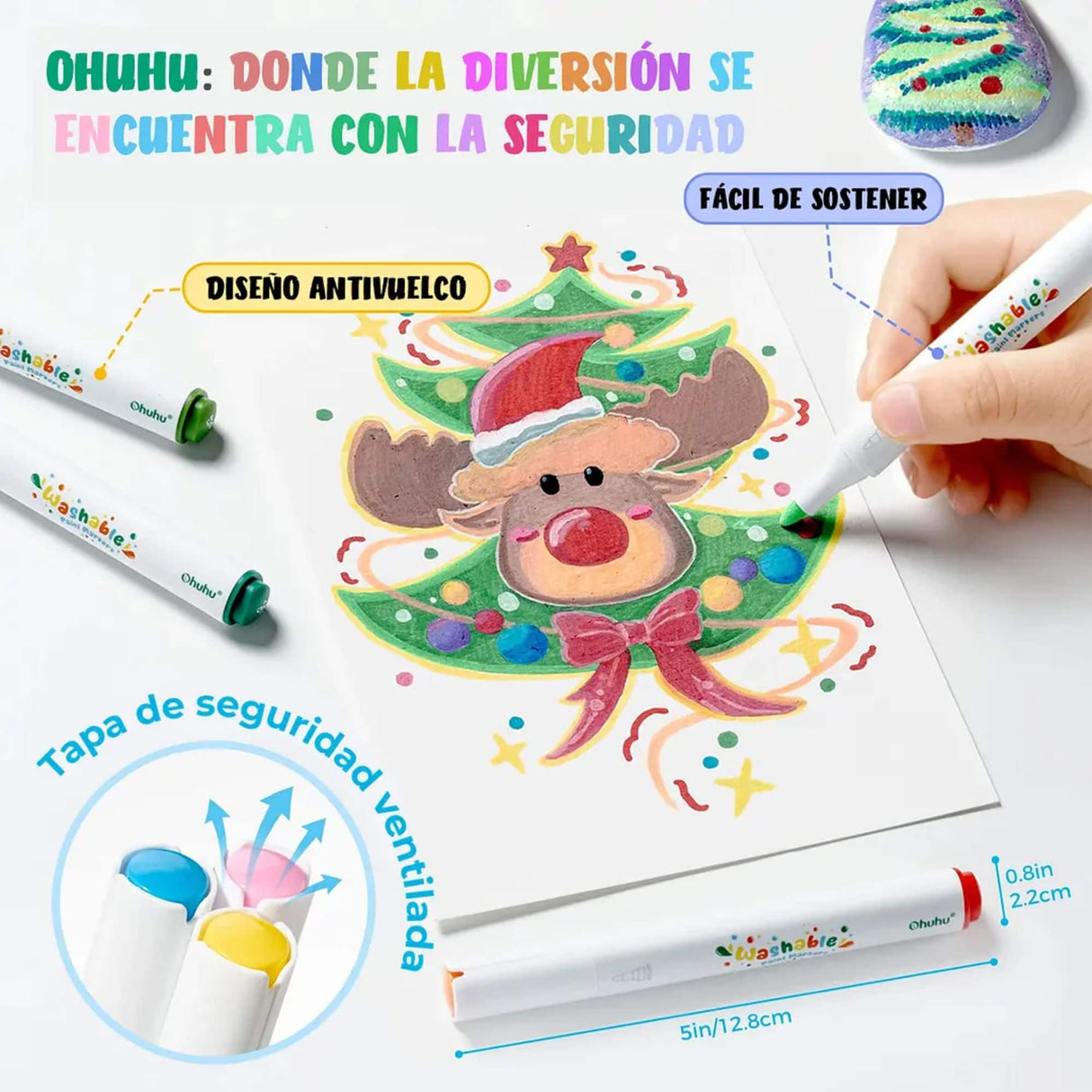 Ohuhu - Set 24 Marcadores Acrílicos Washable para Niños