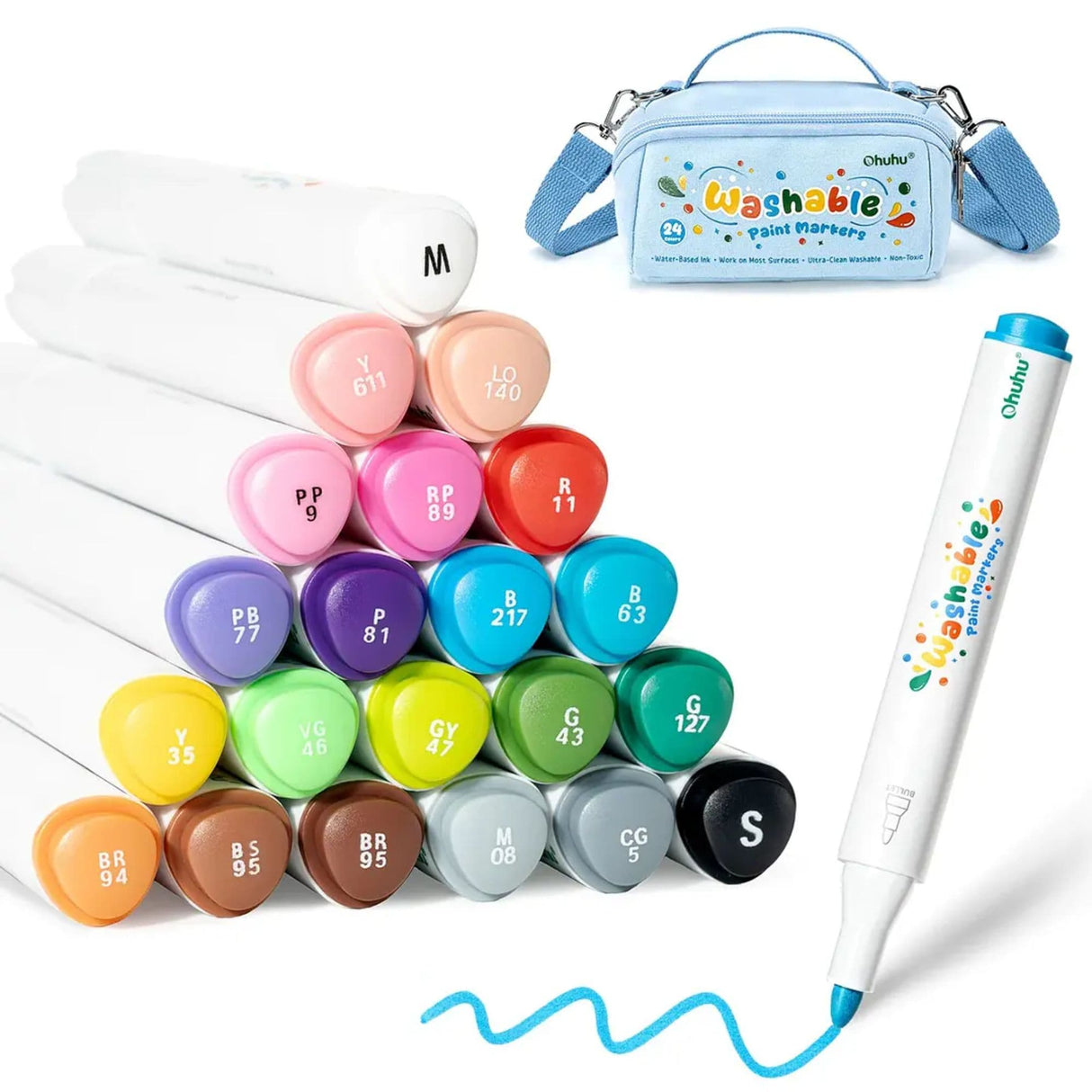 Ohuhu - Set 24 Marcadores Acrílicos Washable para Niños