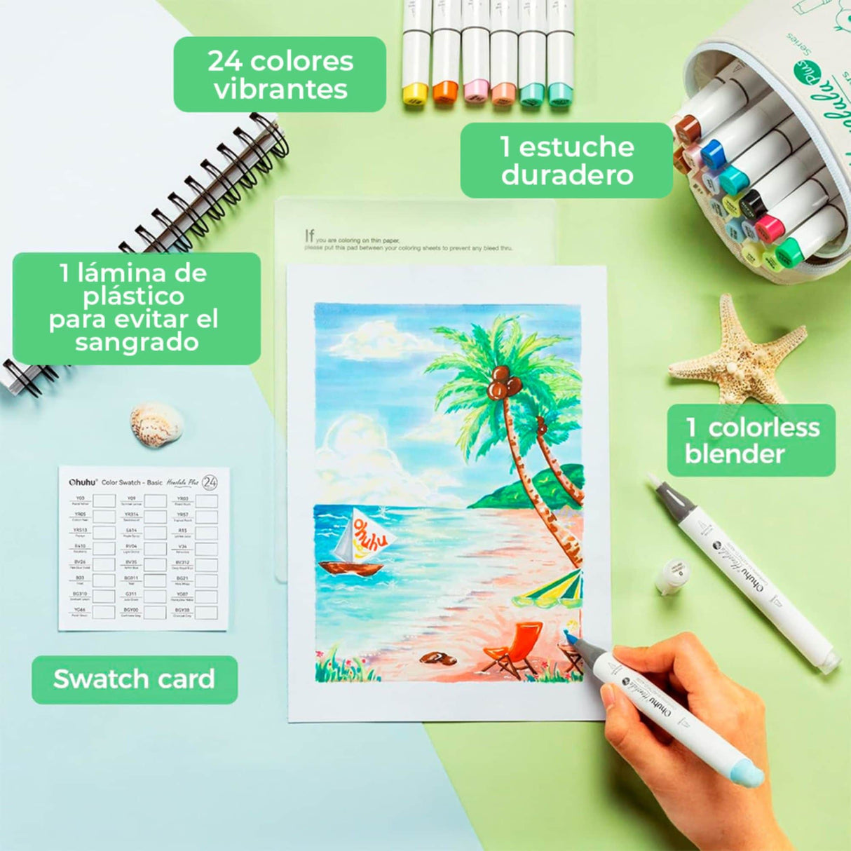 Ohuhu - Set 24 Marcadores al Alcohol Honolulu Plus