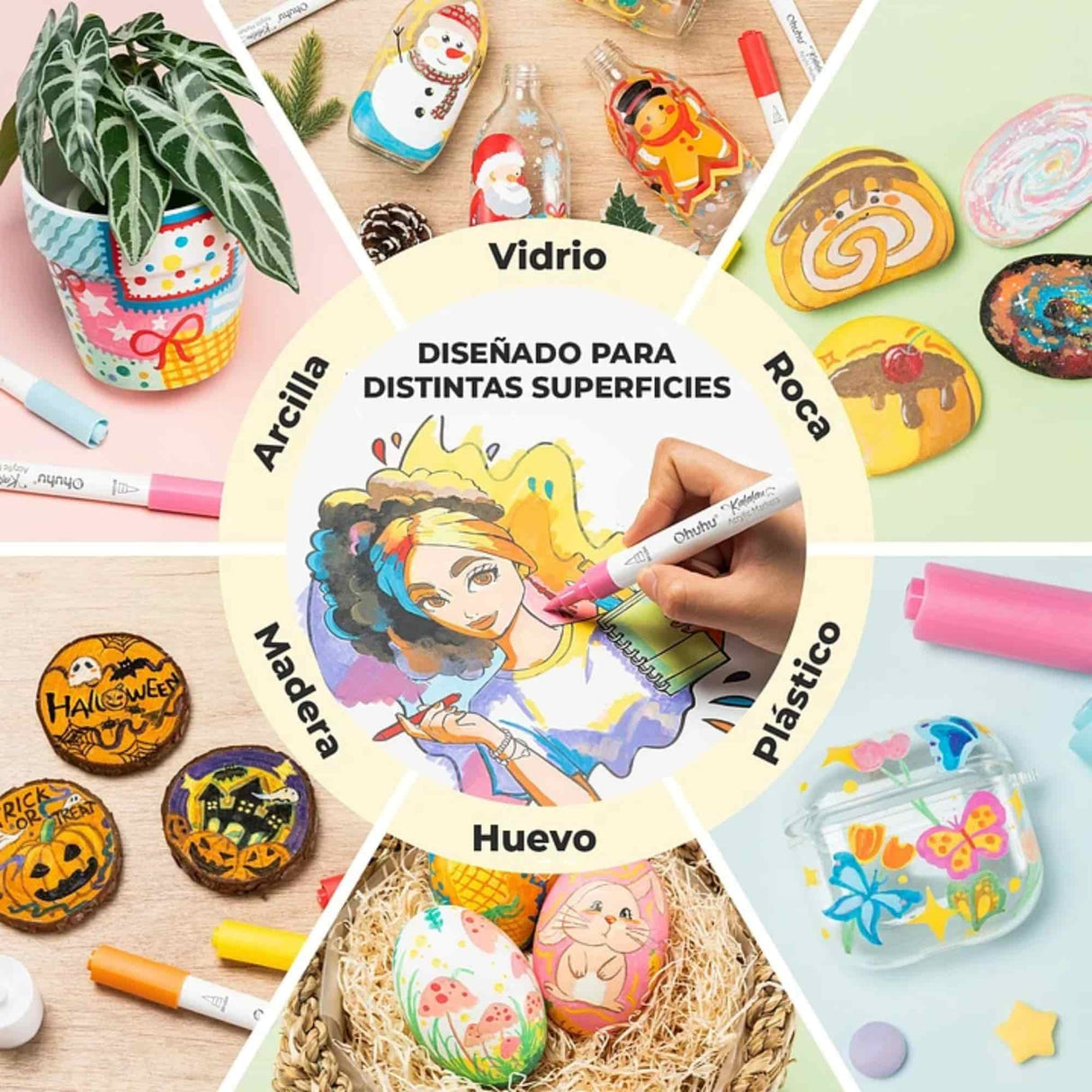 Ohuhu - Set 30 Marcadores Acrílicos Kalalau Punta Pincel