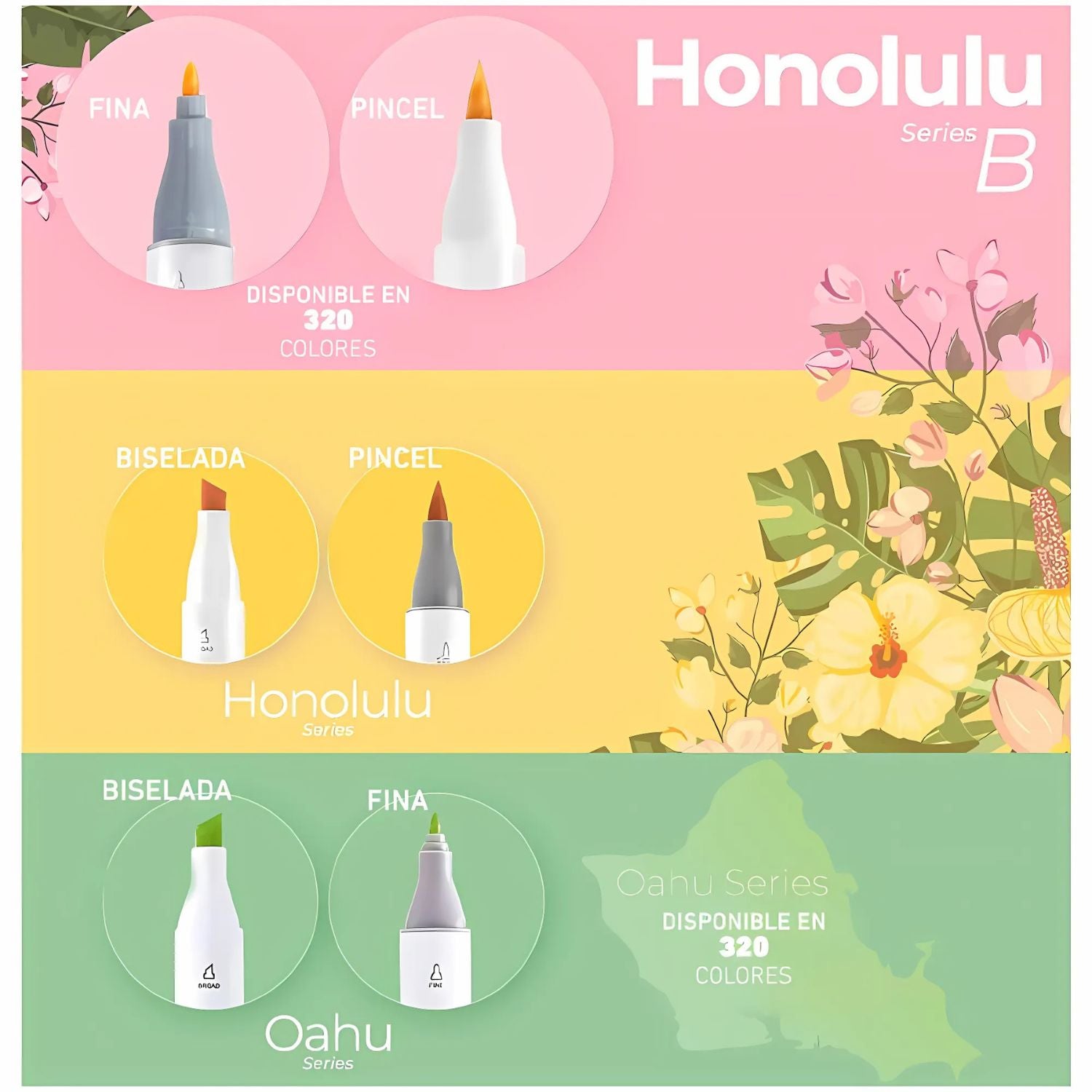 Ohuhu - Set 320 Marcadores al Alcohol Honolulu B Doble Punta