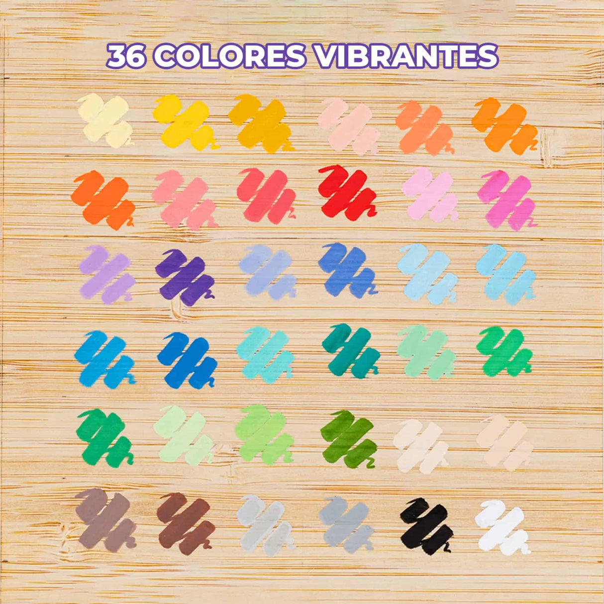 Ohuhu - Set 36 Marcadores Acrílicos Waikiki Punta Pincel