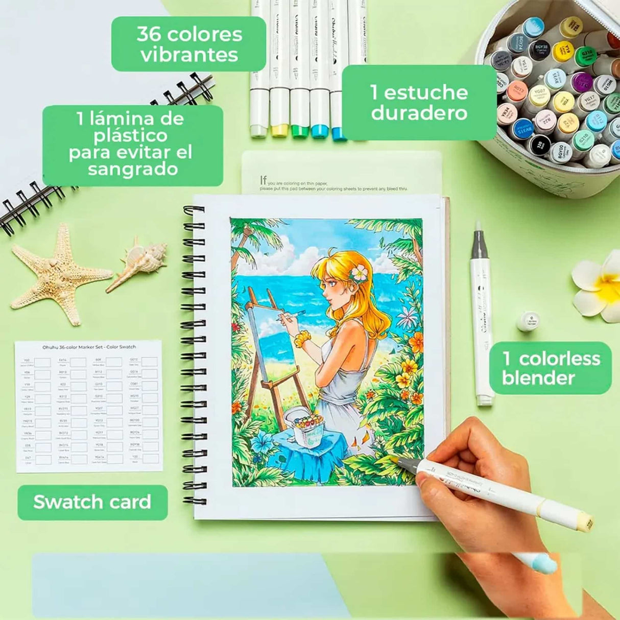 Ohuhu - Set 36 Marcadores al Alcohol Honolulu Plus