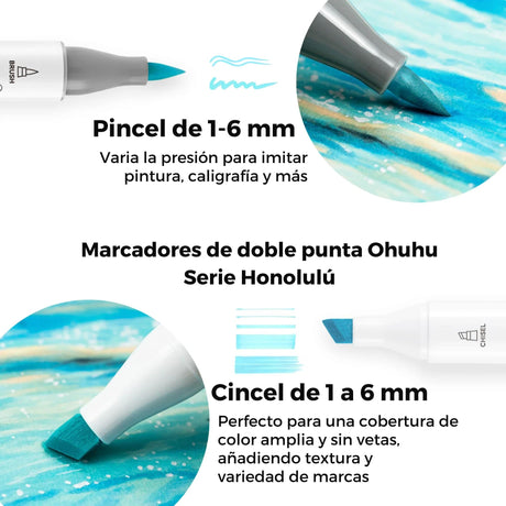 Ohuhu - Set 48 Marcadores al Alcohol Honolulu A Doble Punta Pastel