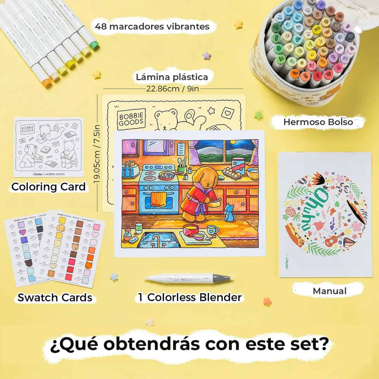 Ohuhu - Set 48 Marcadores al Alcohol Honolulu B Doble Punta Bobbie Goods Edition