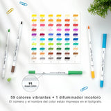Ohuhu - Set 60 Marcadores a Base de Agua Pupe Doble Punta