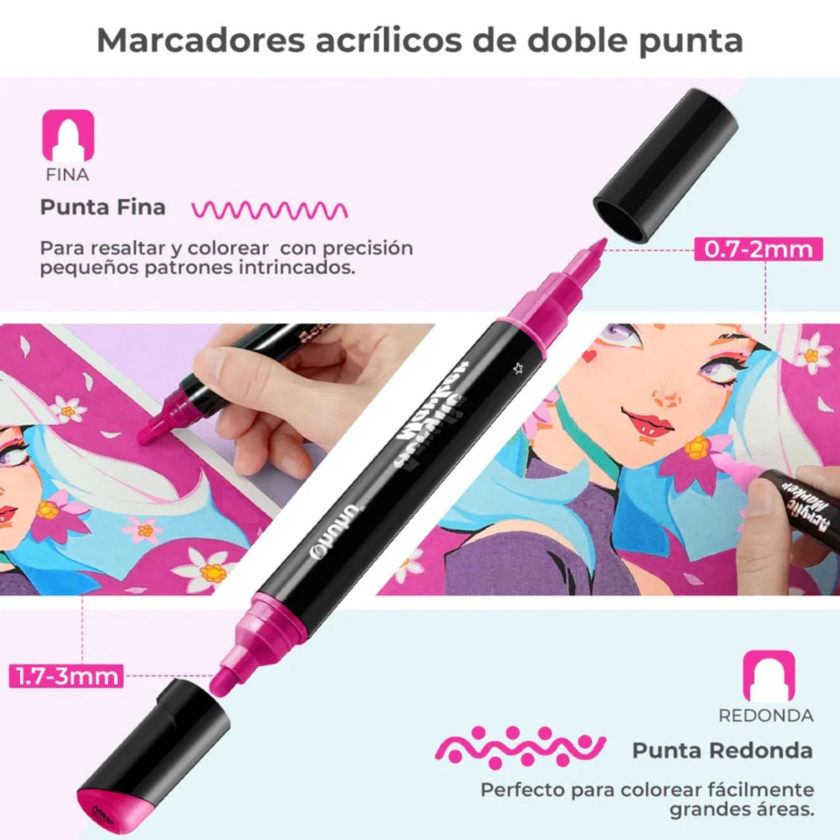 Ohuhu - Set 60 Marcadores Acrílicos Kakaako Doble Punta