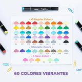 Ohuhu - Set 60 Marcadores Acrílicos Kakaako Doble Punta