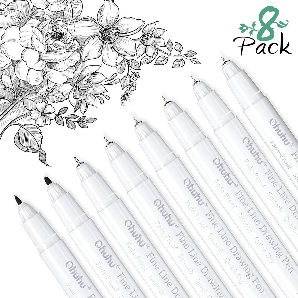 Ohuhu - Set 8 Tiralíneas Fine Line Drawing Pen