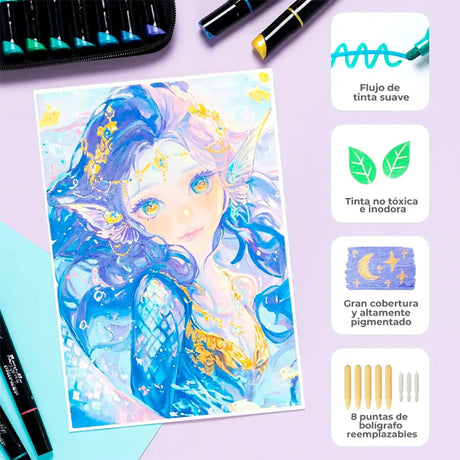 Ohuhu - Set 90 Marcadores Acrílicos Kakaako Doble Punta