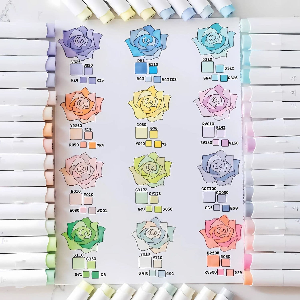 Ohuhu - Set 96 Marcadores al Alcohol Honolulu A Doble Punta Pastel Colors of Sweetness & Blossoming