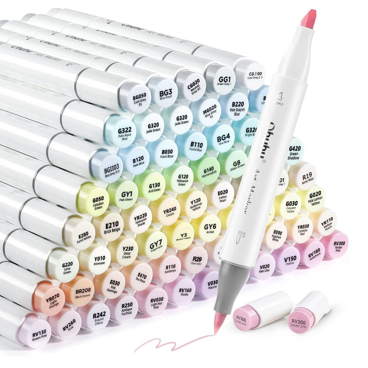 Ohuhu - Set 96 Marcadores al Alcohol Honolulu A Doble Punta Pastel Colors of Sweetness & Blossoming