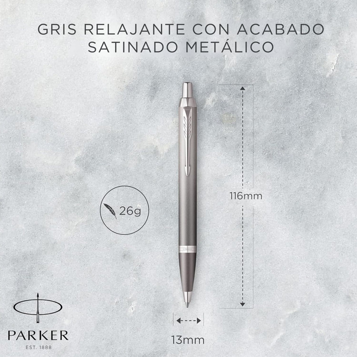 Parker - Bolígrafo IM Writing Rituals Tinta Azul, Punta M, Grey