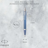Parker - Bolígrafo IM Writing Rituals Tinta Azul, Punta M, Peaceful Blue
