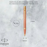 Parker - Bolígrafo IM Writing Rituals Tinta Azul, Punta M, Uplifting Orange
