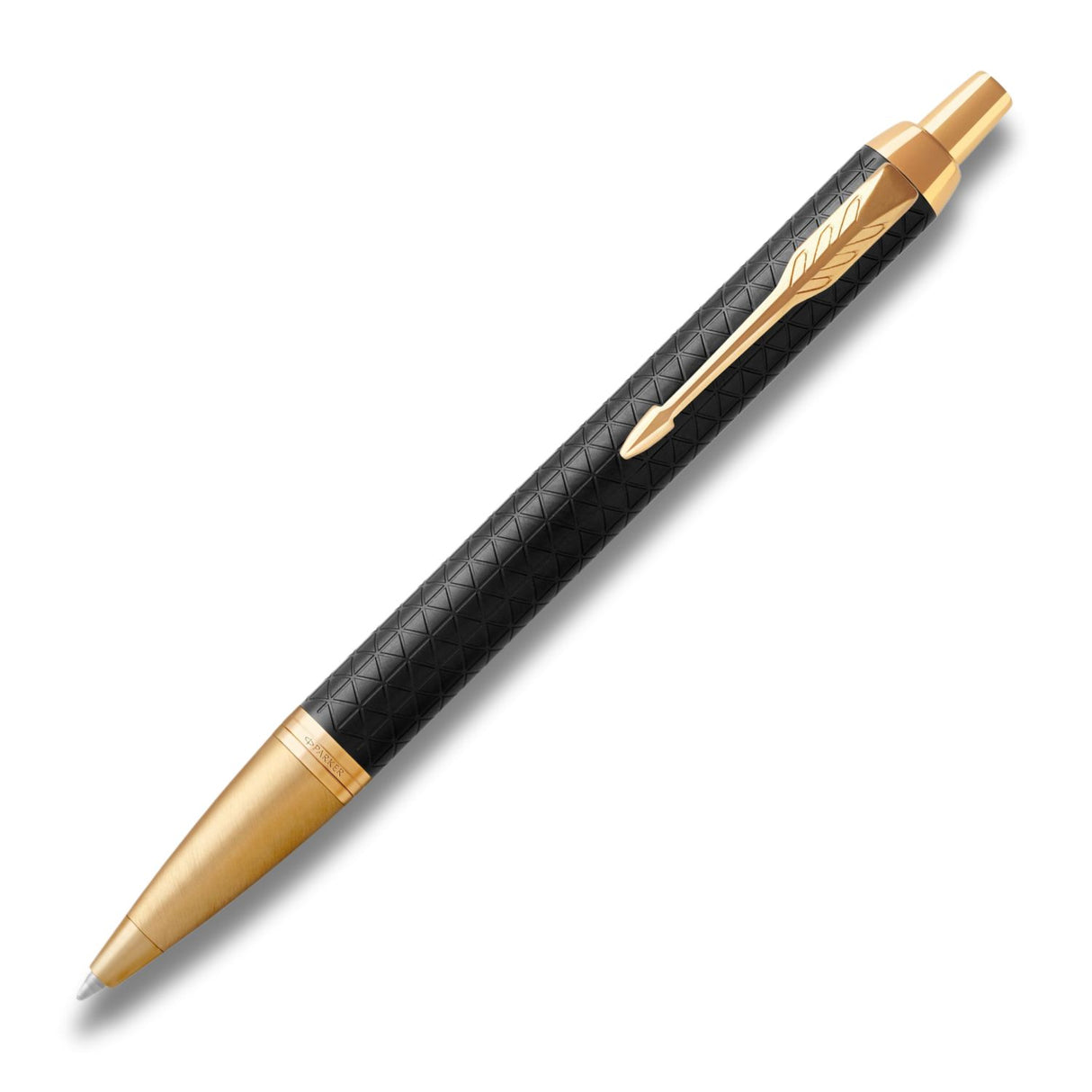 Parker Im Premium - Boligrafo Premium Black, Gold Trim, Punta Media, Tinta Azul