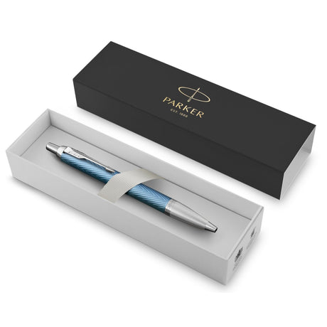 Parker Im Premium - Boligrafo Premium Gray Lacquer, Chrome Trim, Punta Media, Tinta Azul