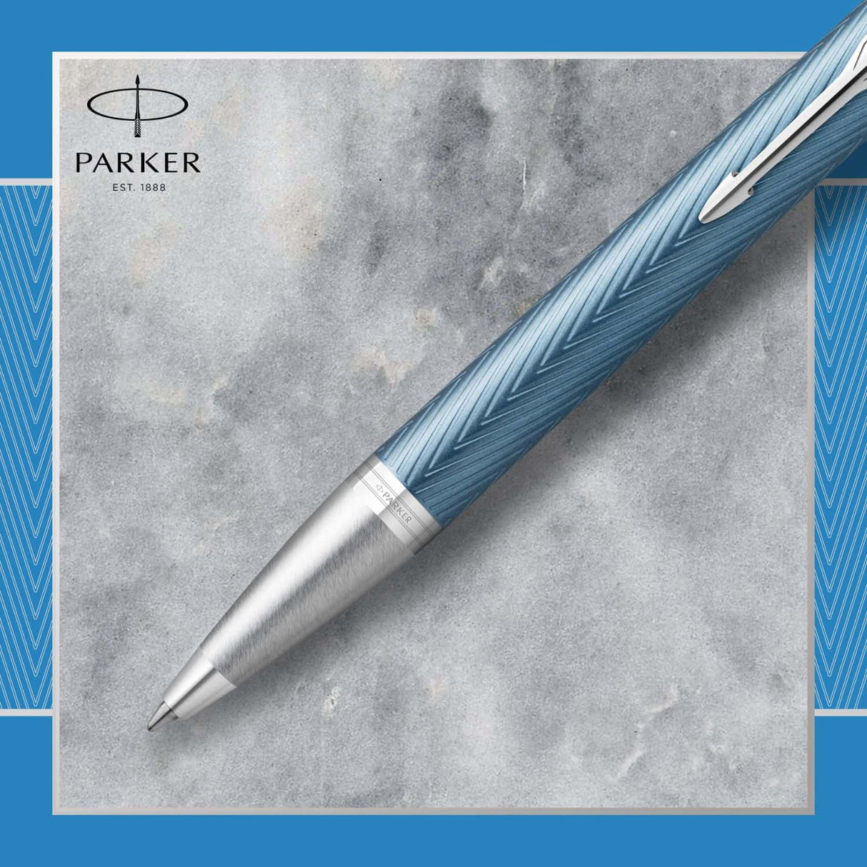 Parker Im Premium - Boligrafo Premium Gray Lacquer, Chrome Trim, Punta Media, Tinta Azul