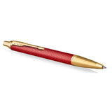 Parker Im Premium - Boligrafo Premium Red Lacquer, Gold Trim, Punta Media, Tinta Azul