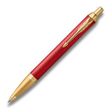 Parker Im Premium - Boligrafo Premium Red Lacquer, Gold Trim, Punta Media, Tinta Azul