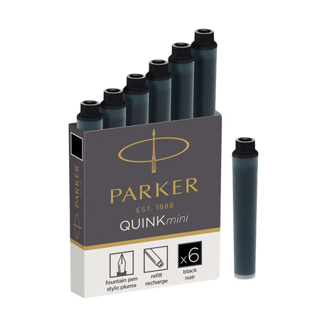 Parker - Pack 6 Cartuchos de Tinta para Pluma Quink Mini