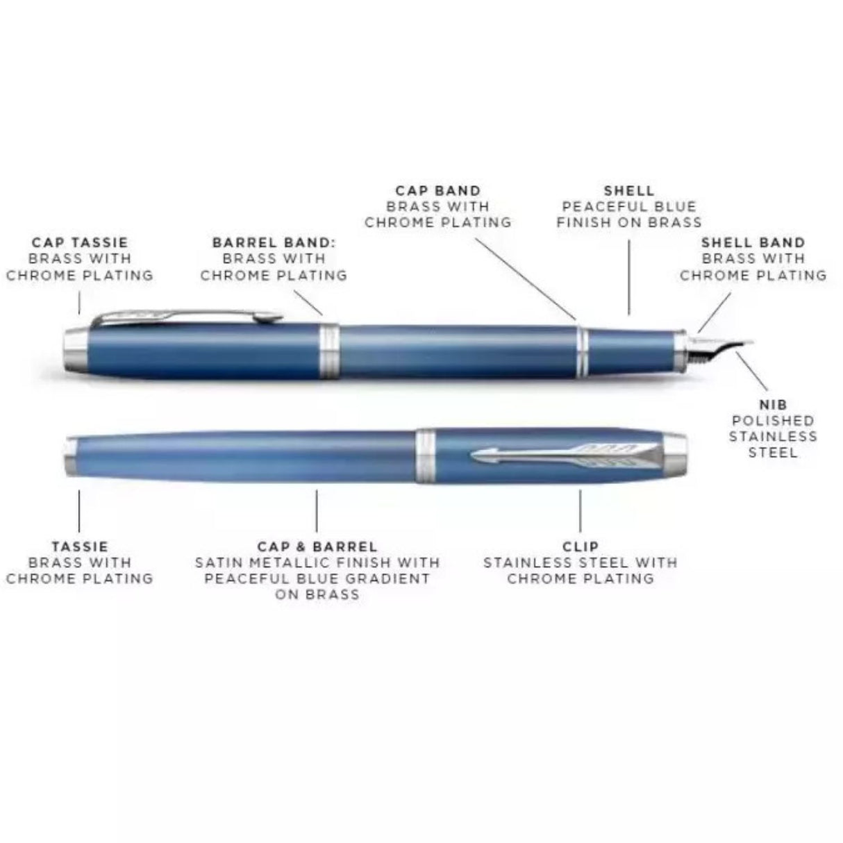 Parker - Pluma IM Writing Rituals Tinta Azul, Punta M, Peaceful Blue