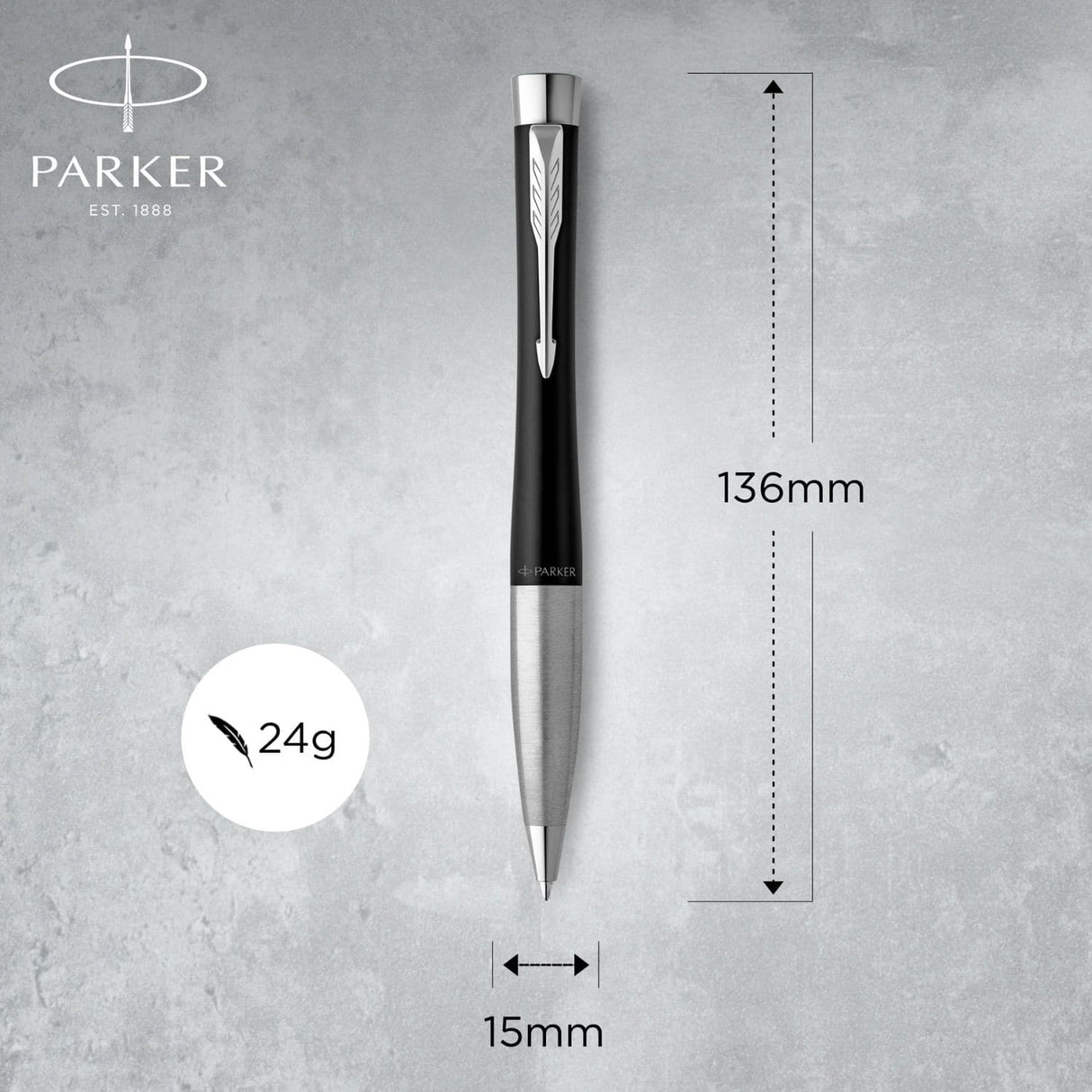 Parker Urban Twist - Boligrafo Muted Black, Chrome Trim