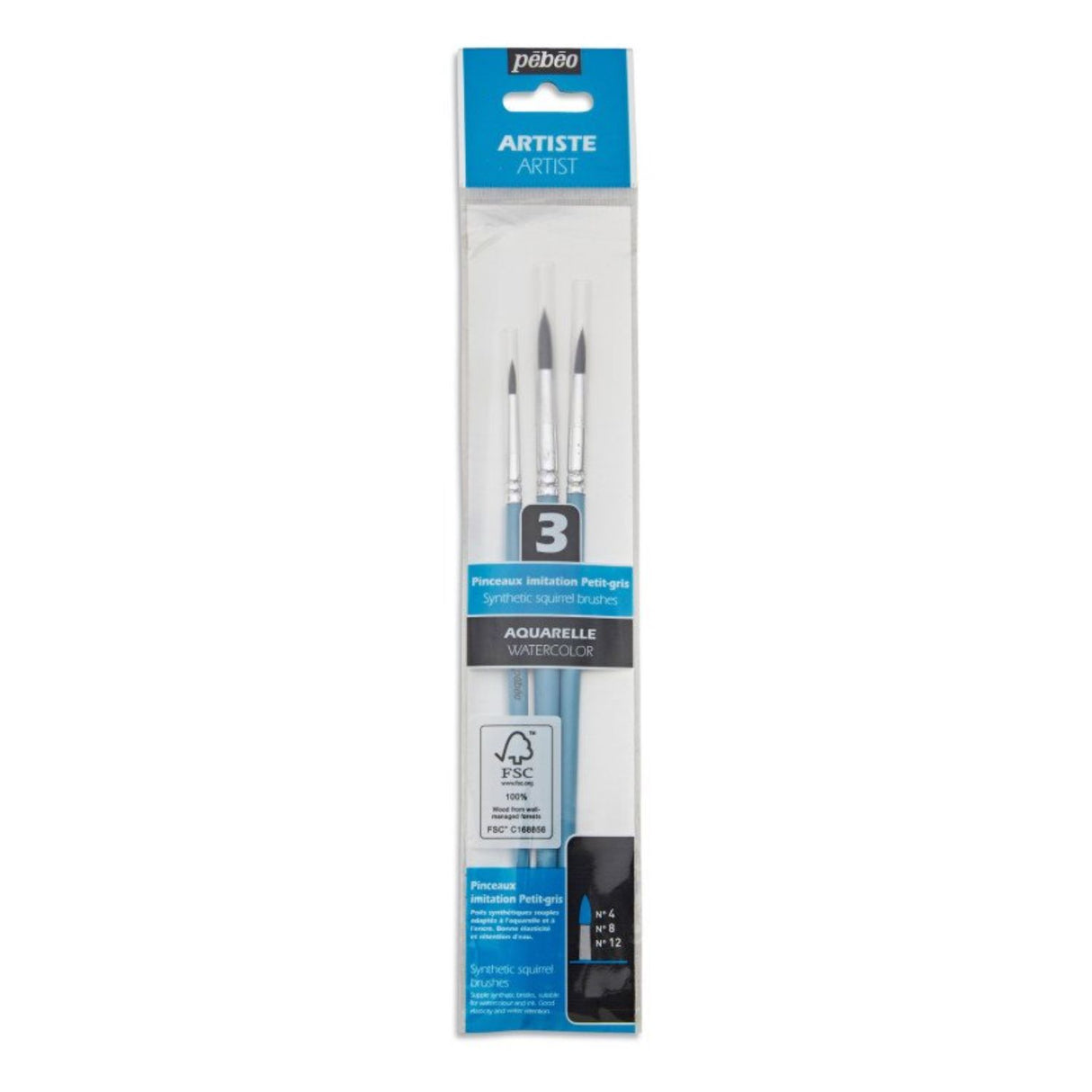 Pebeo Aquarelle - Set 3 Pinceles para Acuarela Redondos