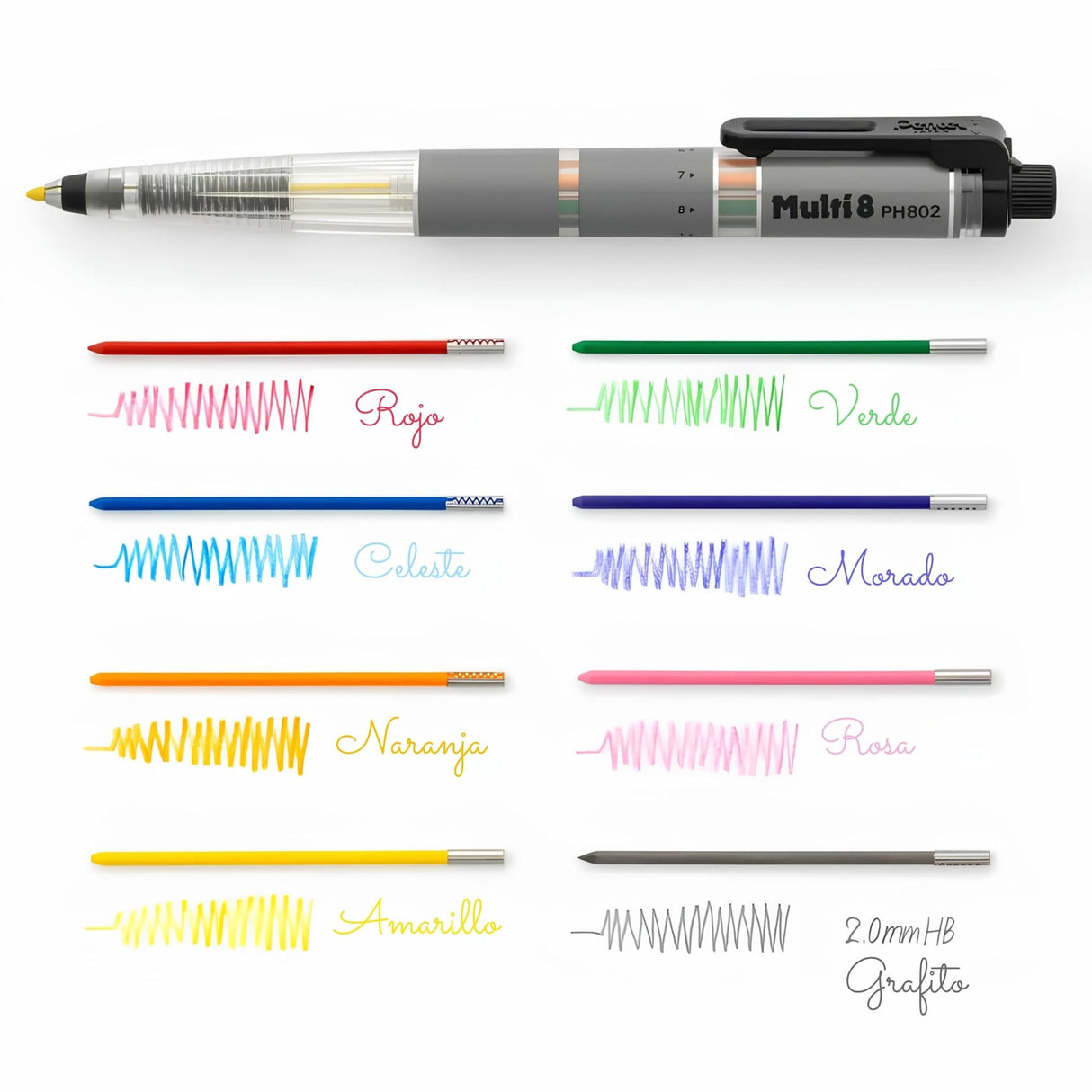 Pentel - Portaminas Multi 8 PH802 2.0 mm