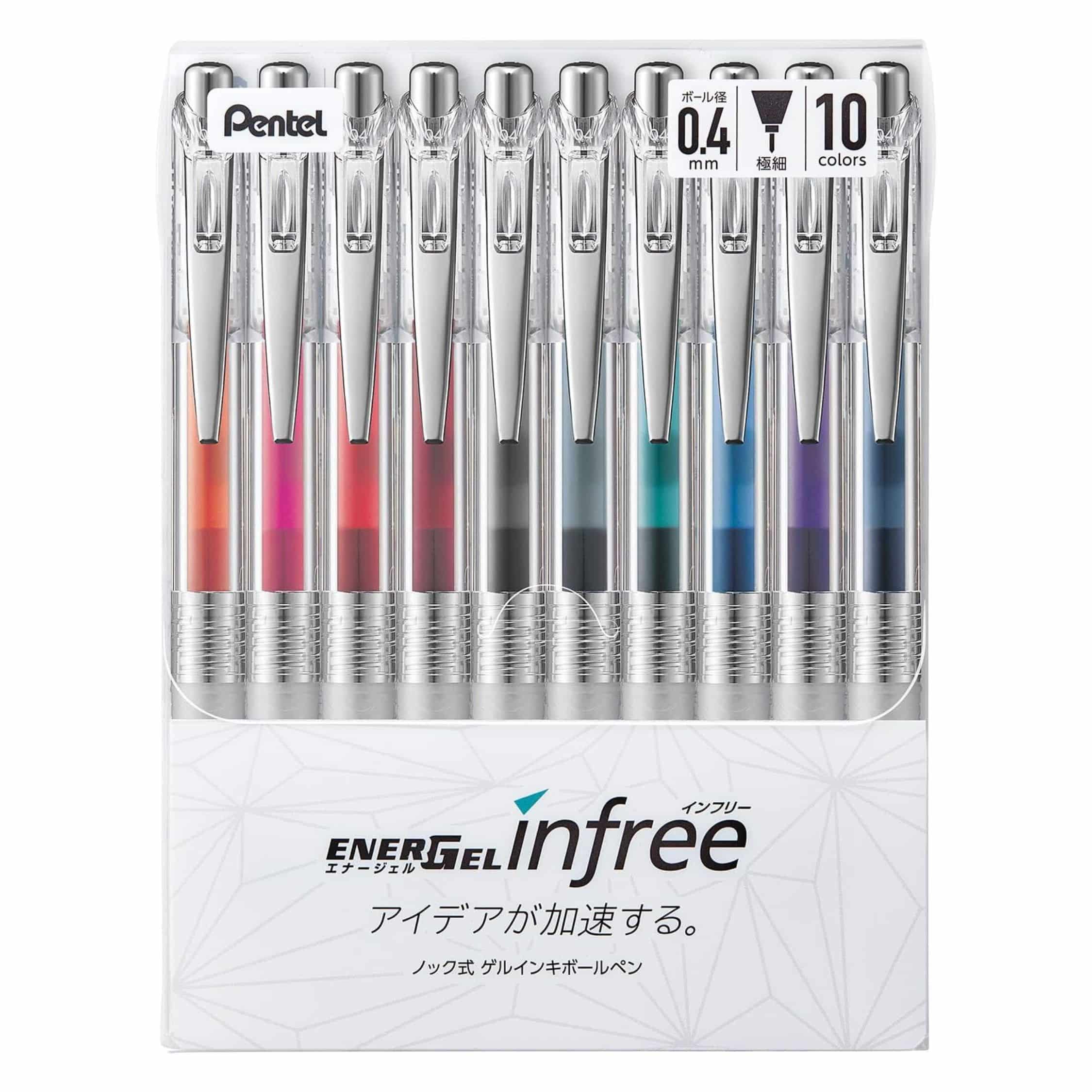 Set 10 Lápices Tinta Gel Pentel Energel 04 mm – Dibu Chile