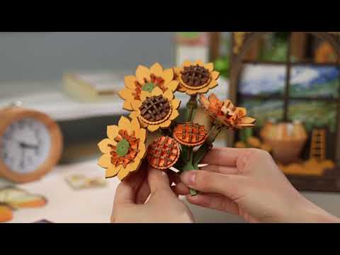 Rowood Artistic 3D Painting - Miniatura Armable Flor Golden Sunflower