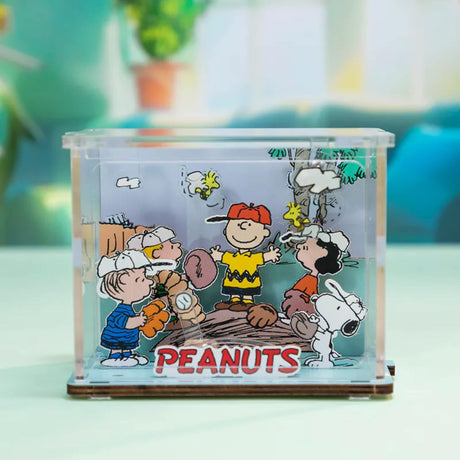 Puremind - Casa Miniatura Snoopy Baseball Time Wooden Mini Scene